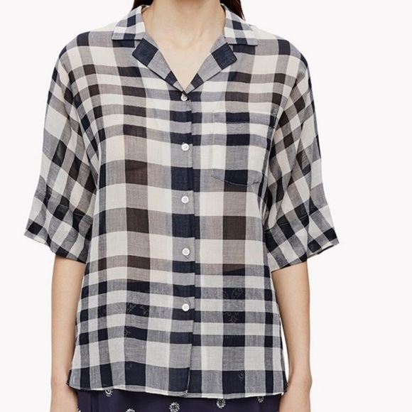 Theory M cotton classic camp blouse mint condition ultra light weight/classic - Picture 1 of 13